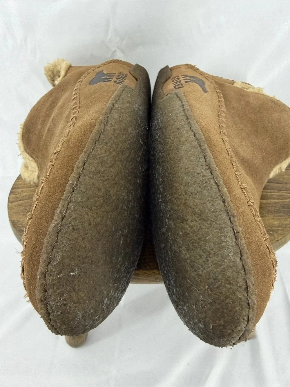 Sorel Manawan Suede Moccasin Bootie Slippers w/ Faux Fur Lining, Mens 10